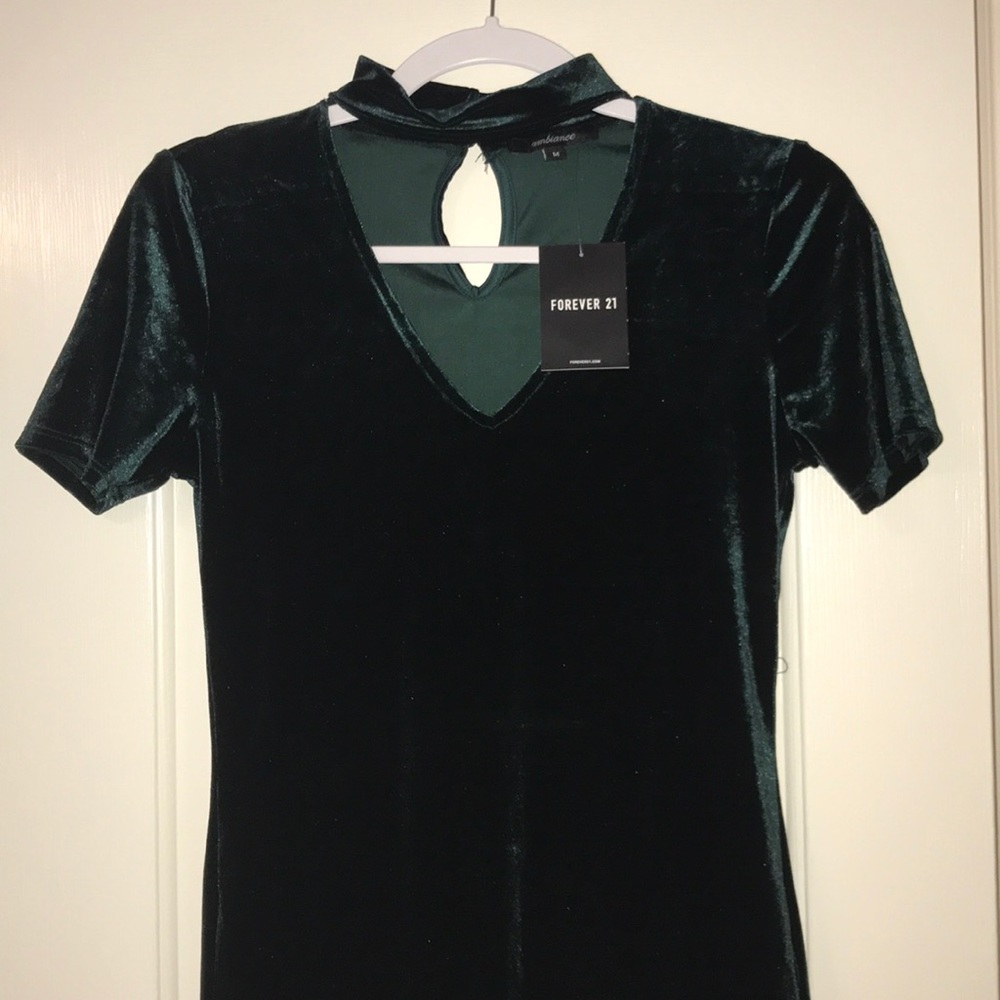 BRAND NEW Forever 21 dark green suede shirt